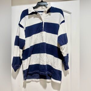 Aerie Navy and White Striped Crew Neck Sweater